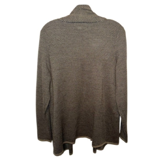 Cynthia Rowley Grey Herringbone Merino Wool Blend Cardigan Sz Large Lagenlook - Picture 5 of 7